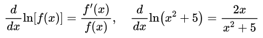 the derivative of ln 1